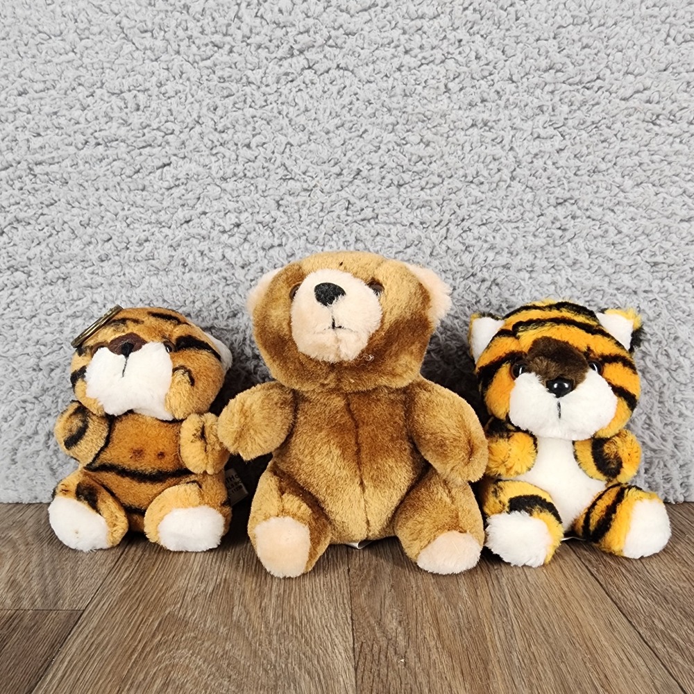 Steven Smith Stuffed Animals Vintage Plush Bundle Teddy Bear and Tigers Lot 3